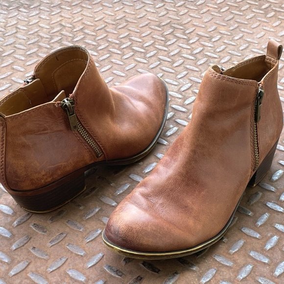 Lucky Brand Shoes - Lucky Brand Women Ankle Boots Brown Genuine Leather Shoes Zip Closure Size 6.5M